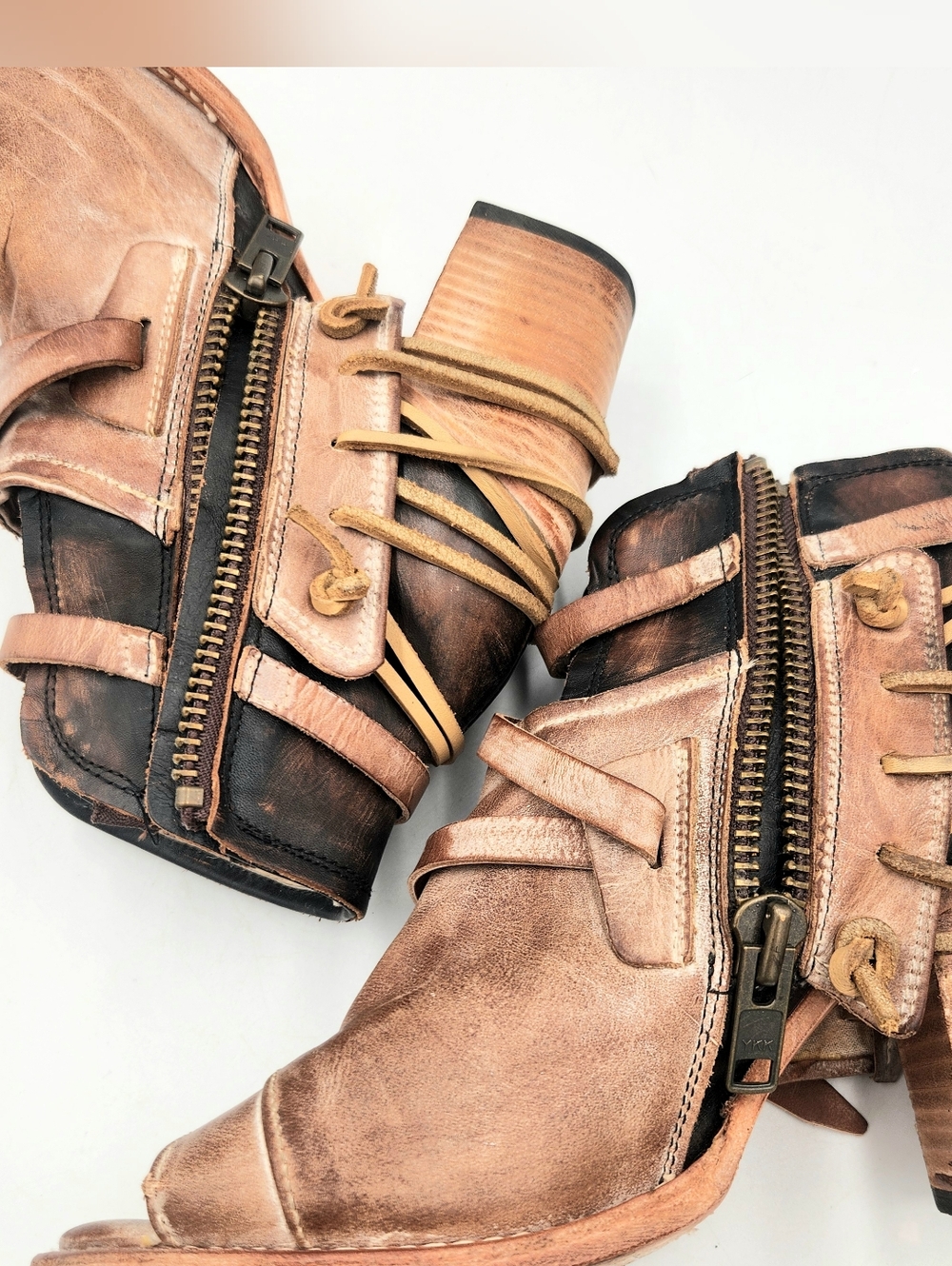 Freebird Carter Stack Heel Ankle Boot Brown Strappy Boho Womens 10 Buckle Straps - Picture 9 of 14